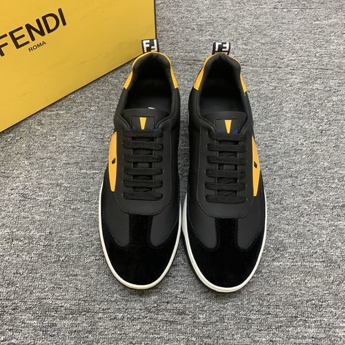 Fendi Silk Leather Stitched Casual Sneakers