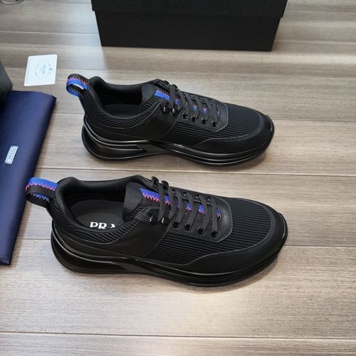 Prada Nappa Cowhide Stripe Fabric Casual Shoes