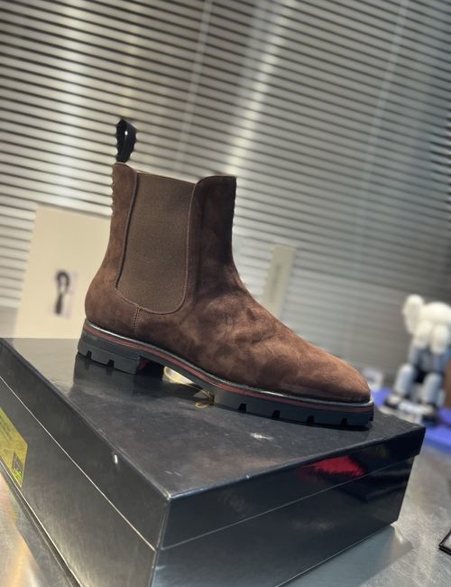 Christian Louboutin Tire Sole Suede Ankle Boots
