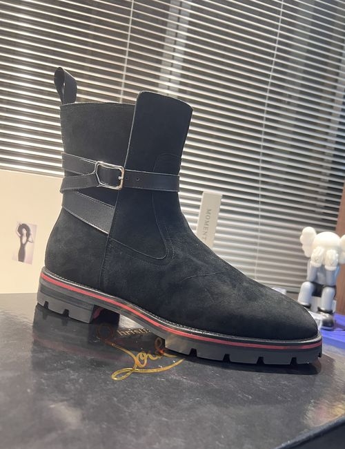 Christian Louboutin Tire Sole Black Suede Boots