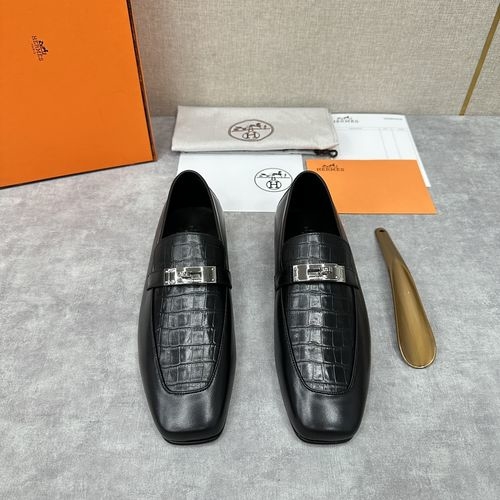 Hermes Giovanni Loafers With Plated Buckle Leather Sole