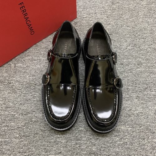 Ferragamo Thick-sole Loafers With Patent Leather Upper