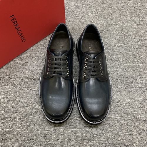 Ferragamo Cowhide Hand-finished Thick Sole Loafers