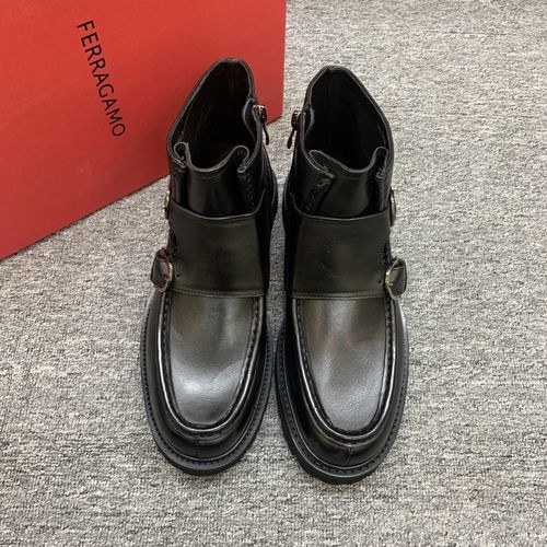 Ferragamo High-top Boots With Cowhide Upper