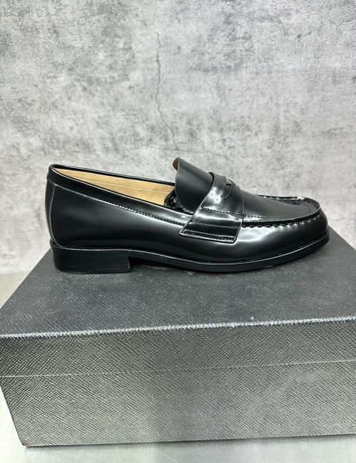 Prada Logo Detail Leather Loafers
