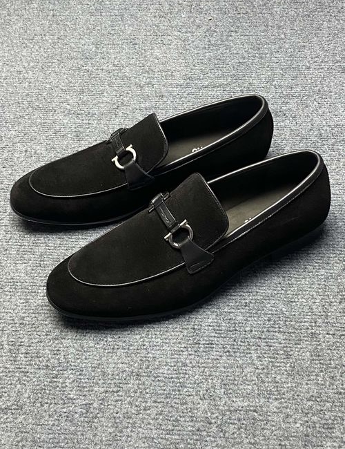 Ferragamo Leather Slip-on Casual Shoes With Box