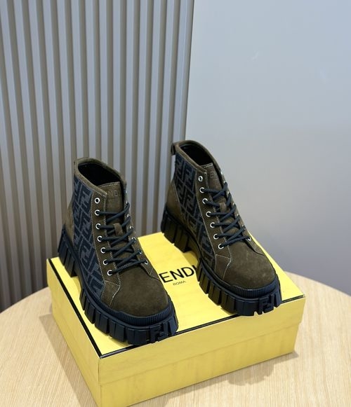 Fendi FF Embossed Leather Lace-up Shoes