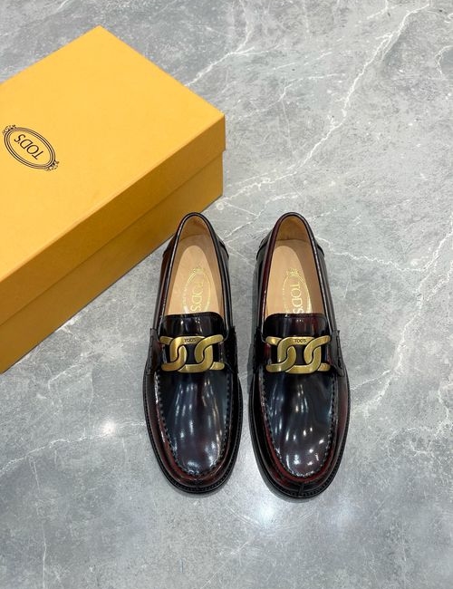 Tods Patent Leather Buckle Decor Loafers