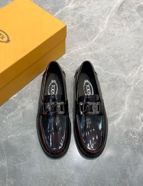 Tods Patent Leather Buckle Decor Loafers