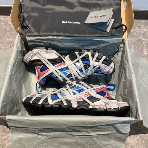 Balenciaga 3XL Spider-Man Mesh Distressed Low-Top Shoes Blue Red