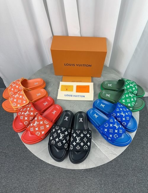 Louis Vuitton LV Jacquard Weave Slides Cow Lining Rubber Sole
