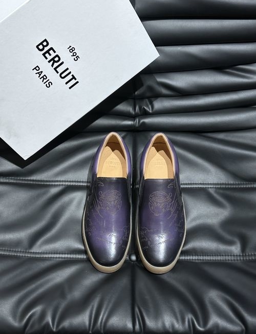 Berluti Calfskin Casual Shoes Rubber Sole Embossed Pattern