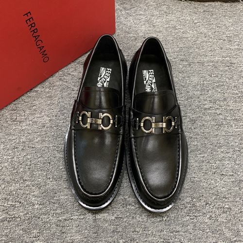 Ferragamo Leather Shoes With Imported Cowhide Upper