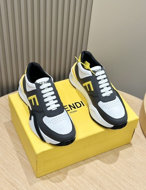Fendi Fabric Suede Leather Sneakers With F Pattern Sole