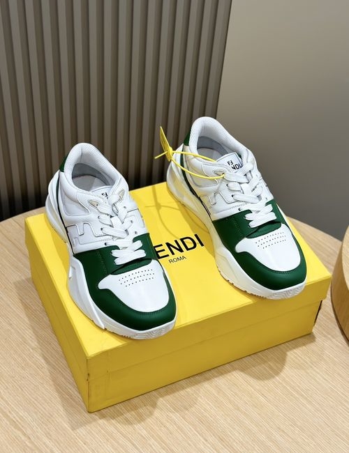 Fendi Fabric Suede Leather Sneakers With F Pattern Sole