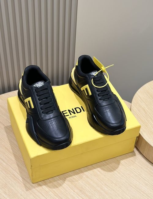 Fendi Fabric Suede Leather Sneakers With F Pattern Sole