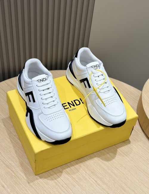 Fendi Fabric Suede Leather Sneakers With F Pattern Sole
