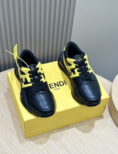 Fendi Fabric Suede Leather Sneakers With F Pattern Sole