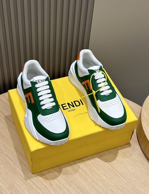 Fendi Fabric Suede Leather Sneakers With F Pattern Sole