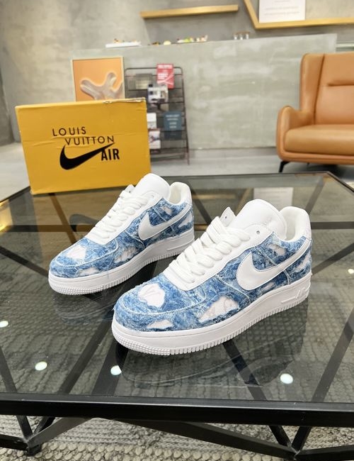 Louis Vuitton LV Leather Denim Skate Shoes Breathable