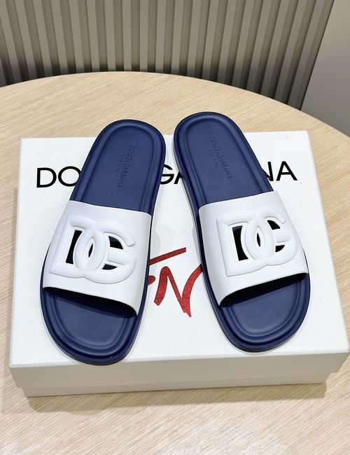 Dolce & Gabbana DG Logo Embellished Beach Slides Perforated Design