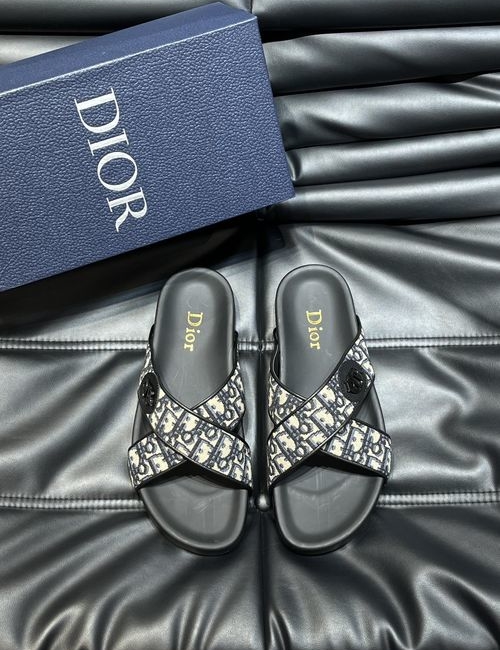 Christian Dior CD Printed Canvas Casual Slides