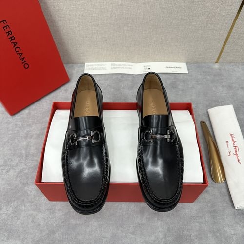 Ferragamo Gancini Buckle Leather Loafers