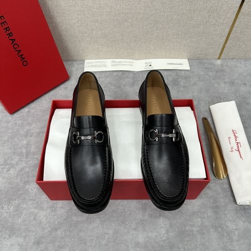 Ferragamo Gancini Buckle Leather Loafers