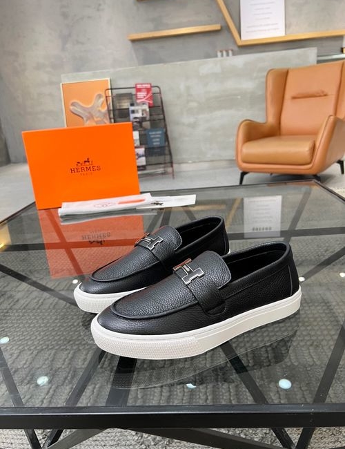 Hermes Stitching Leather Casual Shoes
