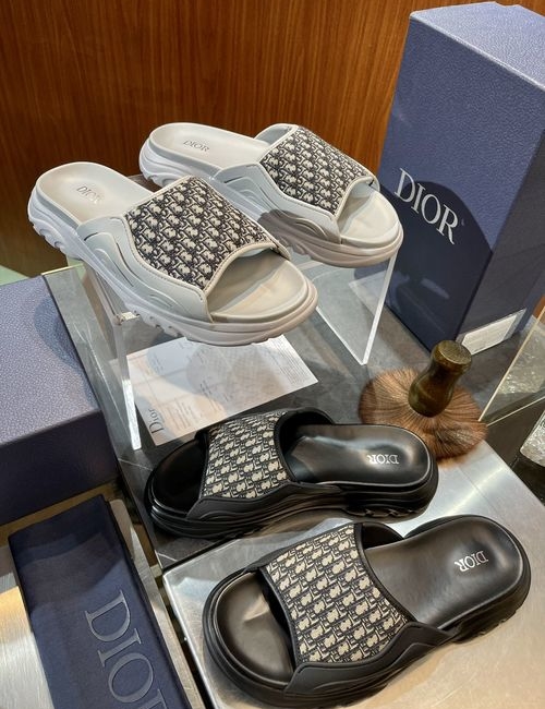 Christian Dior CD Cowhide Rubber Sole Slip On Sandals