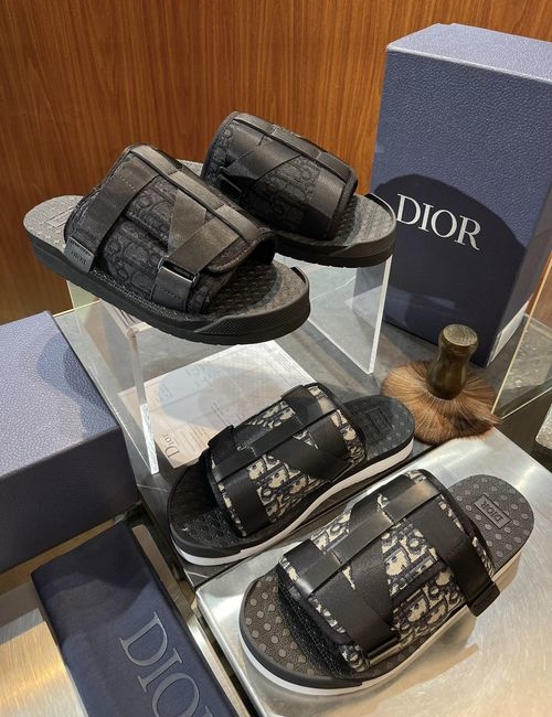 Christian Dior CD Cowhide Rubber Sole Slip On Sandals