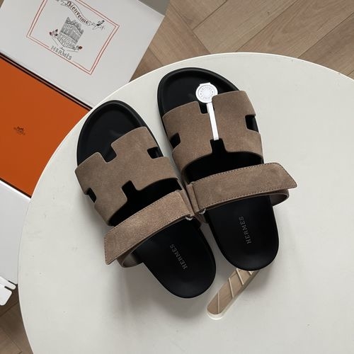 Hermes Epsom Leather Sandals With Adjustable Straps