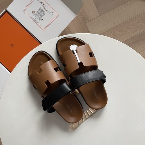 Hermes Epsom Leather Sandals With Adjustable Straps