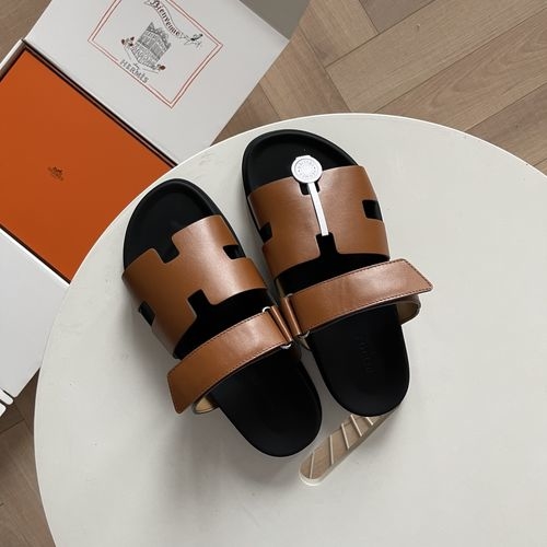Hermes Epsom Leather Sandals With Adjustable Straps