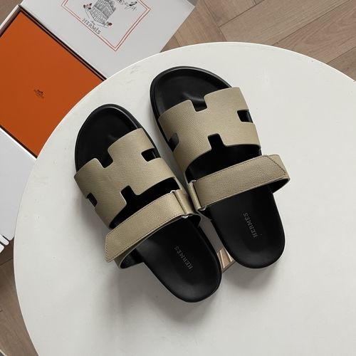 Hermes Epsom Leather Sandals With Adjustable Straps