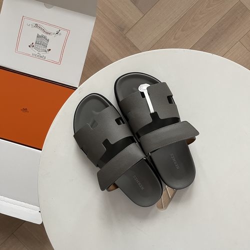 Hermes Epsom Leather Sandals With Adjustable Straps