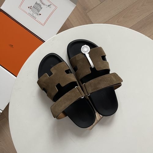 Hermes Epsom Leather Sandals With Adjustable Straps