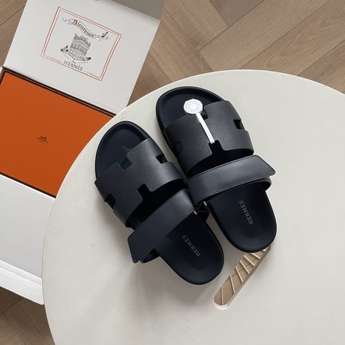 Hermes Epsom Leather Sandals With Adjustable Straps