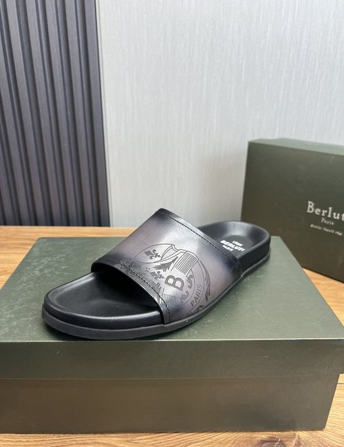 Berluti Leather Slip-On Sandals