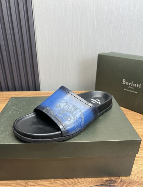 Berluti Leather Slip-On Sandals