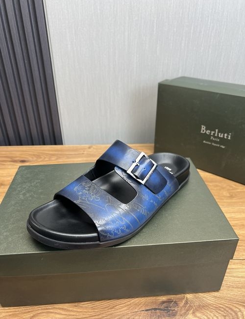 Berluti Hand Polished Leather Slip On Loafers