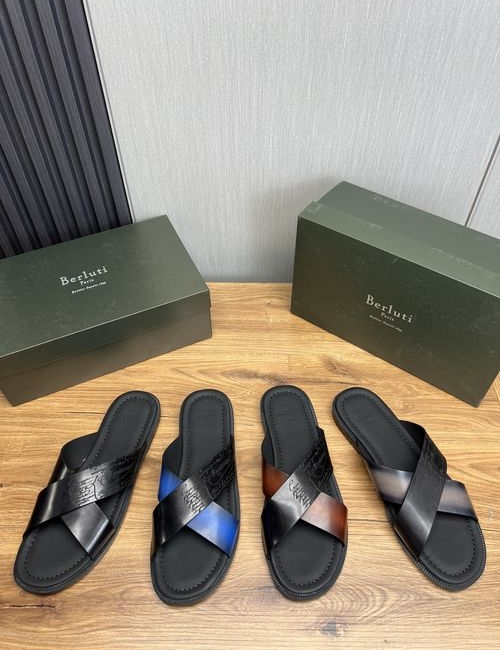 Berluti Leather Slip-On Sandals