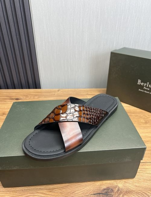 Berluti Leather Slip-On Sandals