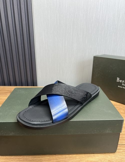 Berluti Leather Slip-On Sandals