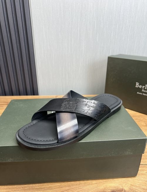 Berluti Leather Slip-On Sandals