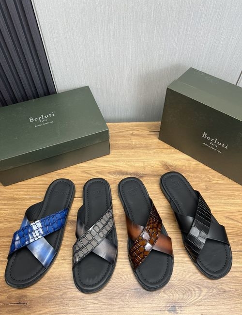 Berluti Leather Slip-On Sandals