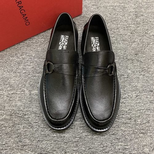 Ferragamo Leather Shoes With Opened Bead Cowhide