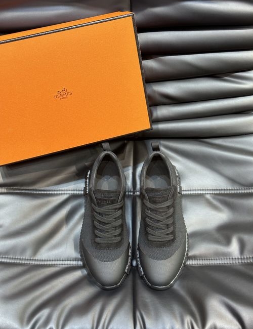 Hermes Bouncing Sneakers Leather Mesh Sole Casual Shoes