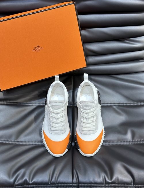 Hermes Bouncing Sneakers Leather Mesh Sole Casual Shoes