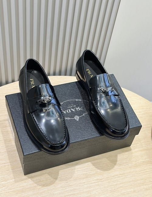 Prada Leather Loafers With Leather Sole